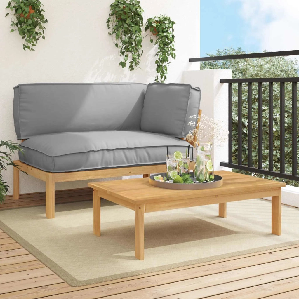 Set di divani con cuscino 2 pcs Grigio Legno di Acacia Massello