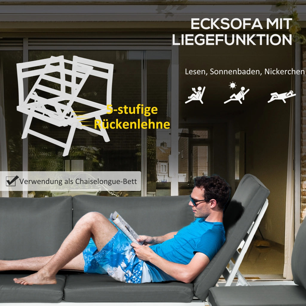 Set Lounge Giardino 4 Pezzi ¨C zephmum ¨C Grigio Bianco 115x61x65 cm