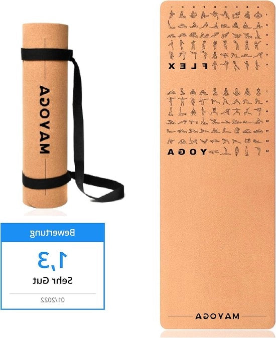 Mat di yoga in cura - extra cinturino - esercizi di yoga e stretching - vincitore test 01/2022 - punteggio 13 - perfetta mat di yoga 6 mm di spessore 183 x 61 x 06 cm