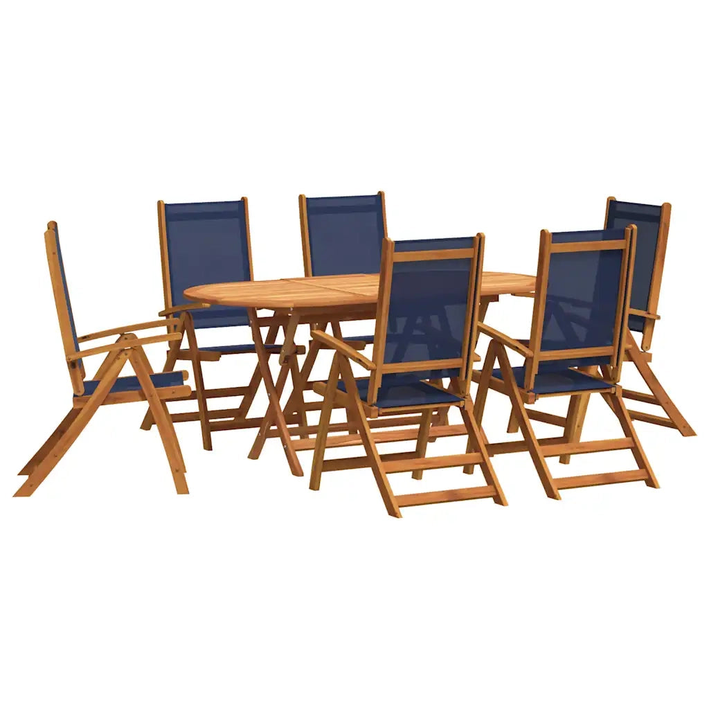 Set Pranzo da Giardino 7pz Legno Massello di Acacia e Textilene