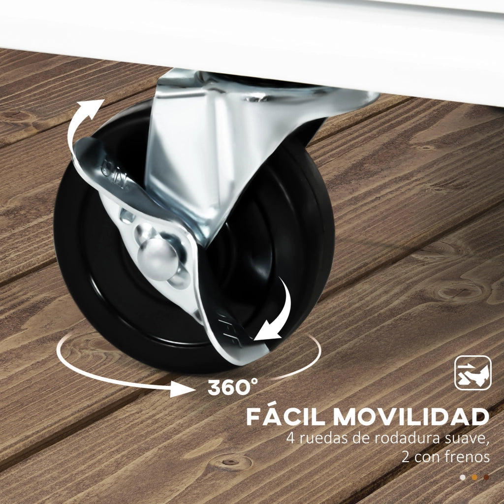 Isola Cucina con Carrello ¨C zephmum ¨C Bianco 124.5x39.5x90 cm