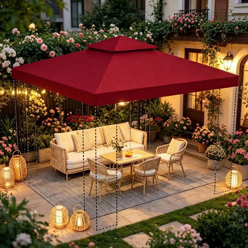 Telo di ricambio per gazebo copertura superiore per padiglioni in metallo 3 × 3 m poliestere impermeabile rosso
