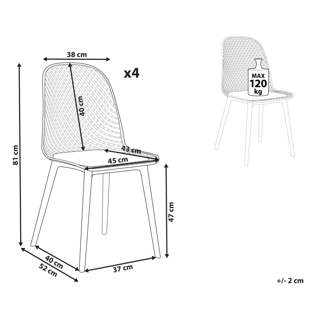 Set di 4 sedie da pranzo Seduta e gambe sintetiche rosa Schienale a rete aperto Design moderno e minimalista