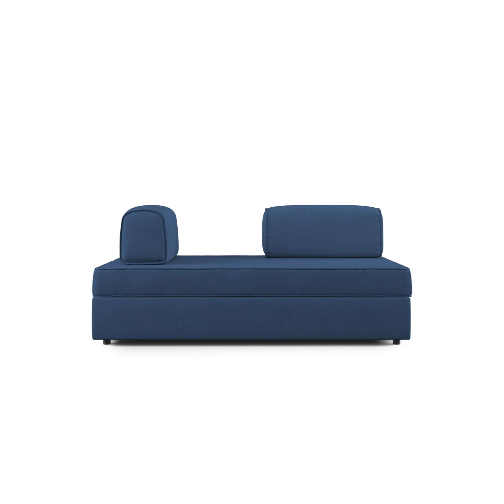 Liberty Divano senza pouf estraibile e schienali movibili in tessuto morbido impermeabile T02 200 cm blu