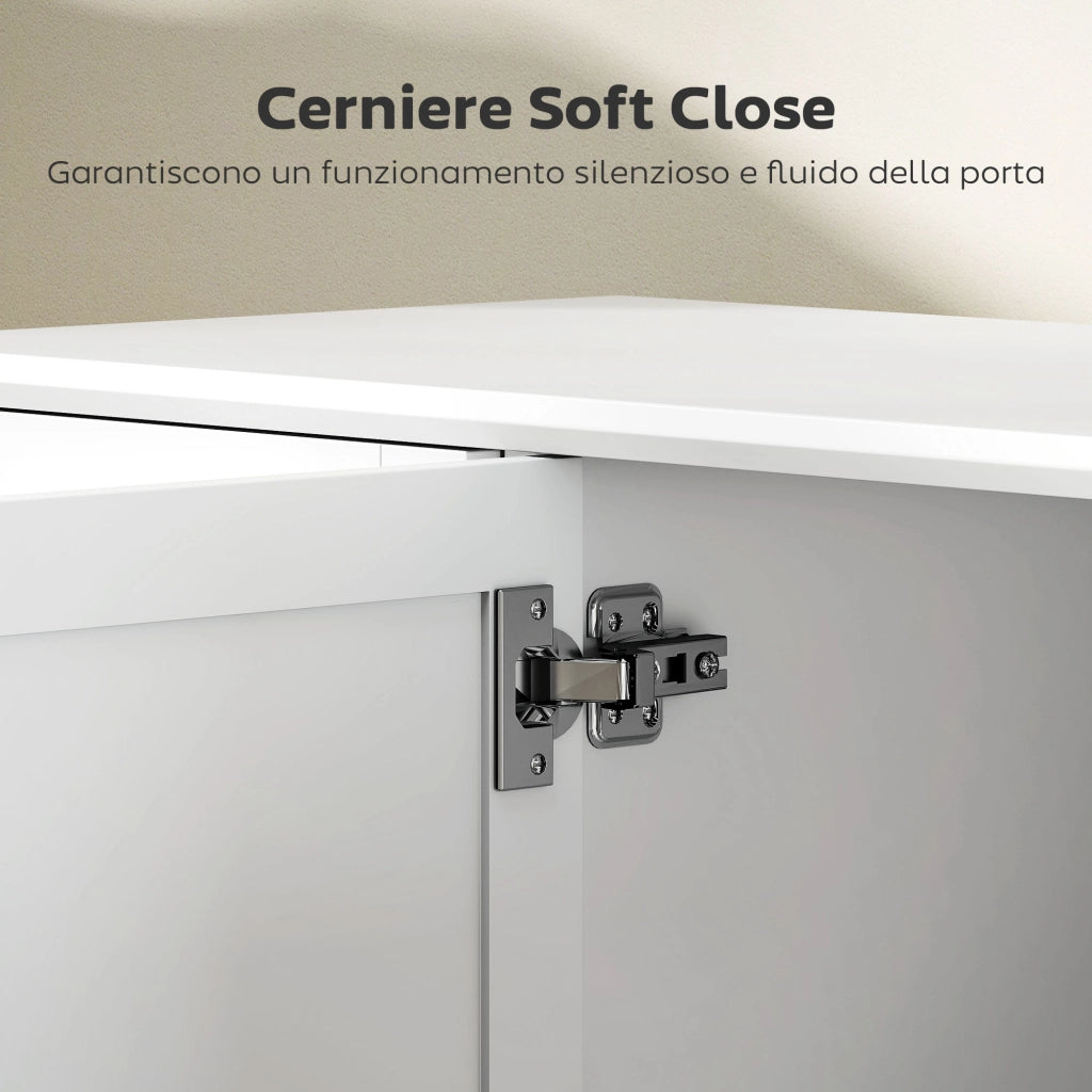 Credenza con 2 Cassetti e 3 Ante ¨C zephmum ¨C Bianco Legno 120x38x86 cm