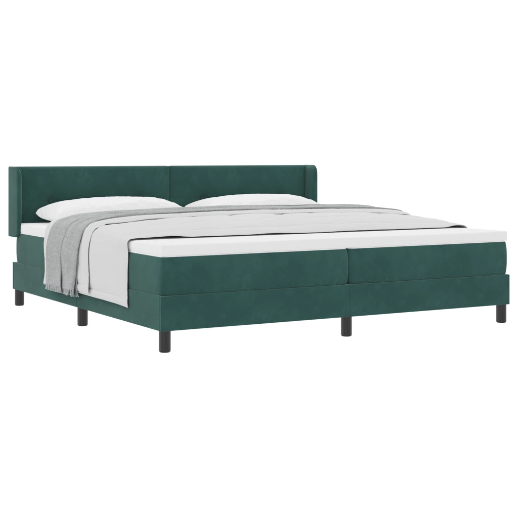 Letto a Box con Materasso Verde Scuro 200x200 cm Velluto