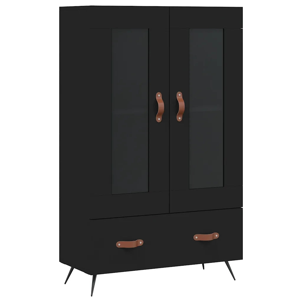 Credenza-Buffet-Armadio da cucina Nera 69,5x31x115 cm in Legno Multistrato