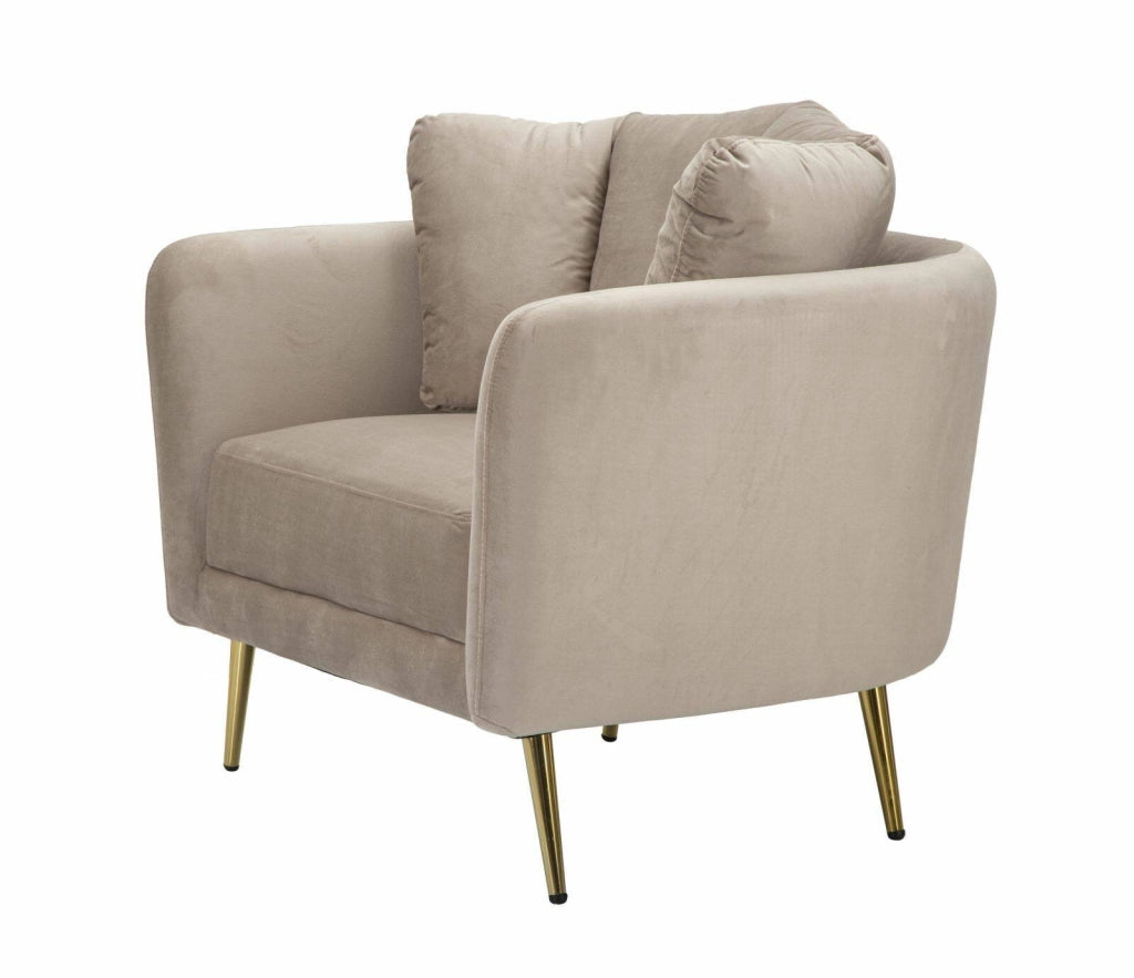 Poltrona Foster, Seduta imbottita, Divano singolo da salotto, Sedia con braccioli, 88x77 h74 cm, Grigio e Oro
