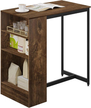 Tavolo da Bar con 3 Ripiani Aperti, Tavolo Alto da Bar con Struttura in Metallo, in Legno e Metallo, Legno Vintage e Nero, per Cucina, Salotto，91x49x91cm
