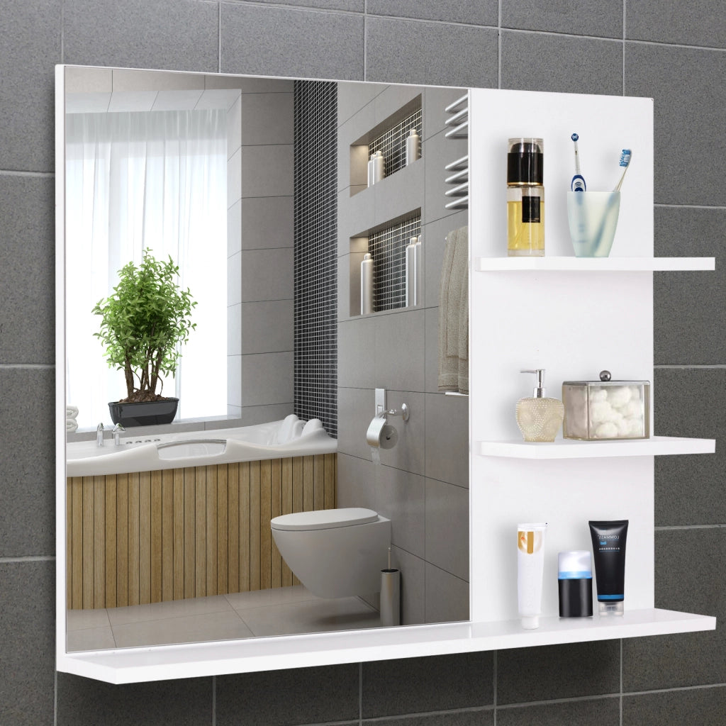 Specchio con Ripiani per Bagno ¨C Zephmum ¨C Bianco 60x48x10 cm