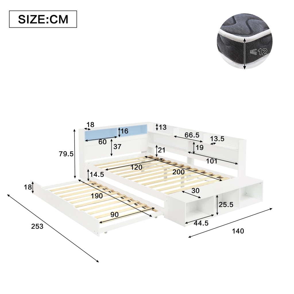 letto in legno bianco 120 x 200 cm