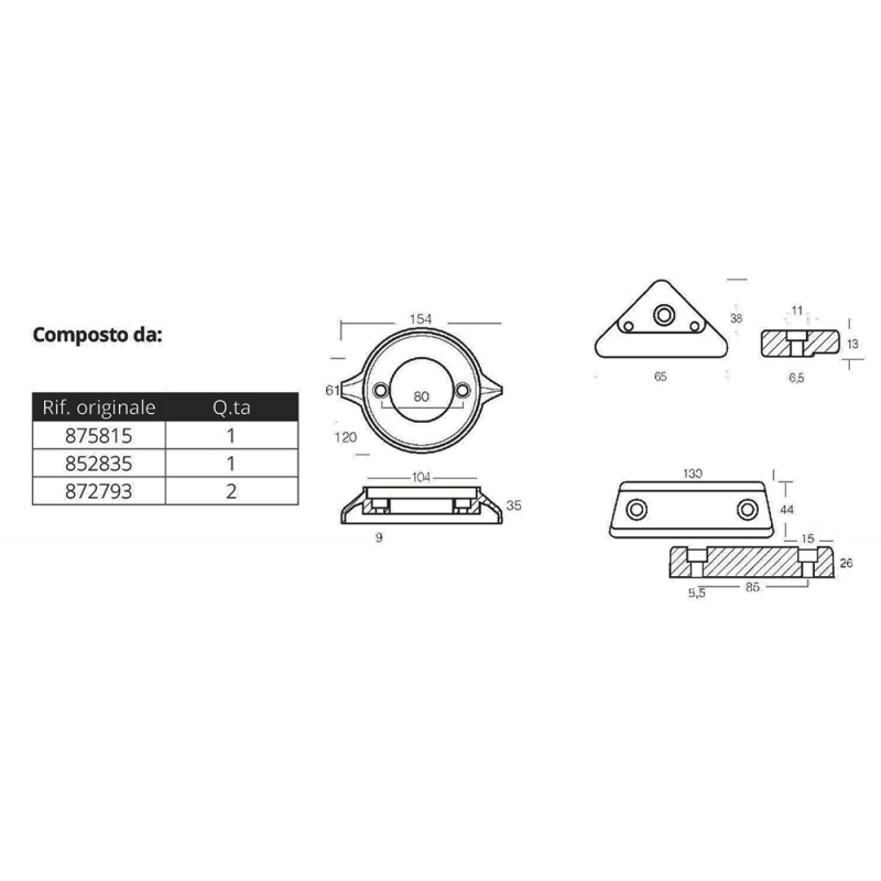 KIT ALLUMINIO VOLVO 290 C ALUMINIUM ANODES KIT