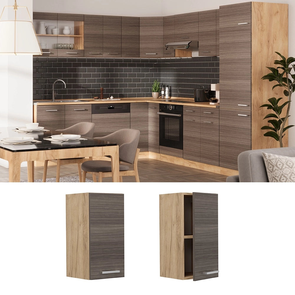 Pensile da cucina R-Line Grigio nobile/Rovere dorato 30 cm Vicco