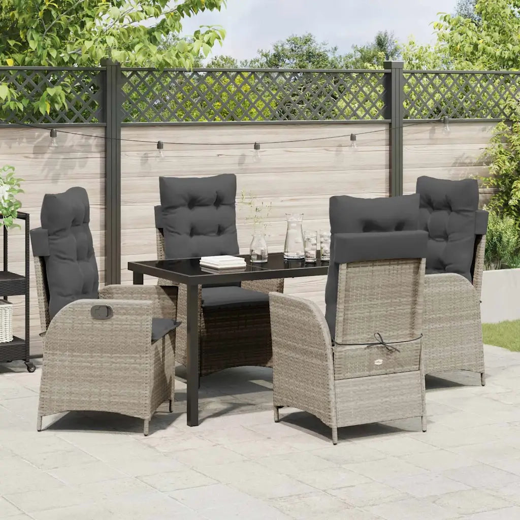 Set da Pranzo per Giardino 5 pcs Grigio chiaro polyrattan 3380521