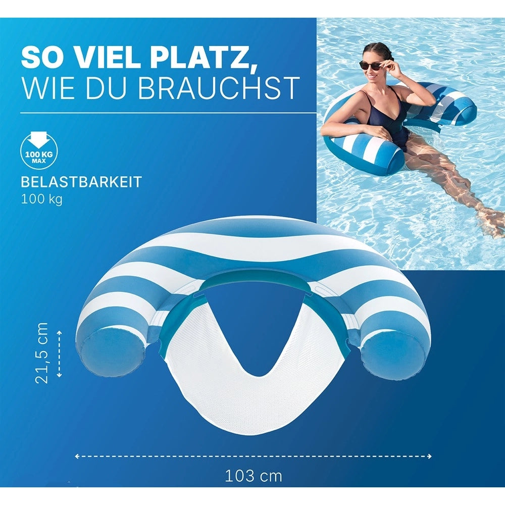 Trade Shop - Sedile Sedia Galleggiante Da Piscina Con Superficie In Velluto Seduta In Rete 43852 -
