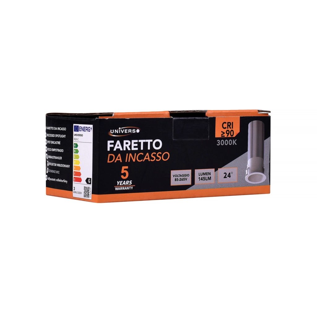 FARETTO LED DA INCASSO 3W LUCE CALDA 3000K° - ILLUMINAZIONE AD ALTA EFFICIENZA PER INTERNI IN ALLUMINIO BIANCO E ARGENTO