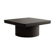 Tavolino da caffè quadrato con piano spesso - per soggiorno - in legno massiccio e MDF - 86.12×85.54×18.04 cm - nero