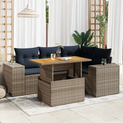 Set Divano da Giardino 5 pz con Cuscini Grigio in Polyrattan 3327372