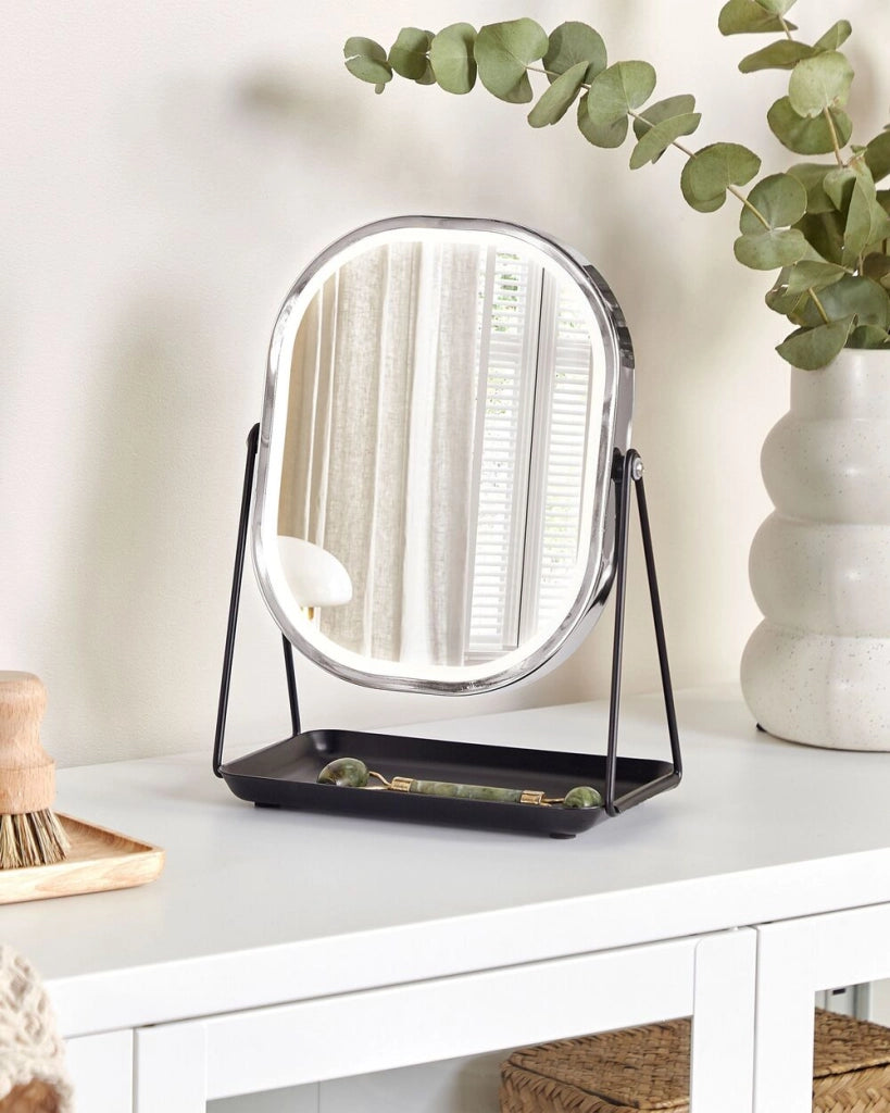 Specchio LED make up da tavolo 20 x 22 cm color argento bagno camera da letto moderno