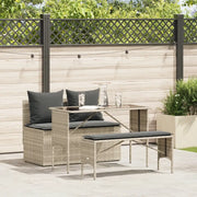 Set Pranzo da Giardino 3pz con Cuscini Grigio Chiaro Polyrattan