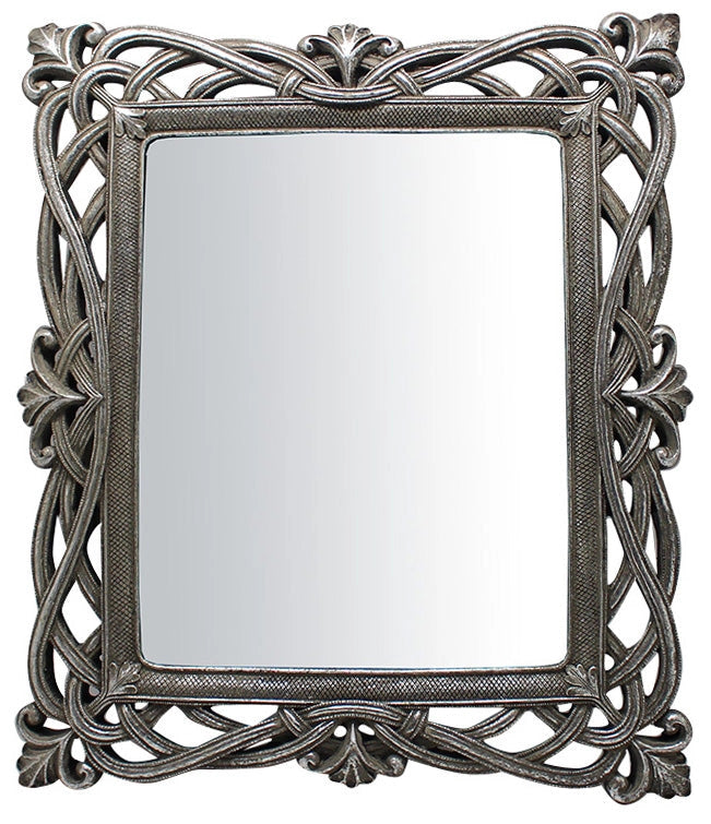 Biscottini Specchiera verticale/orizzontale da appoggio e da appendere L31xPR2xH36 cm finitura argento anticato.