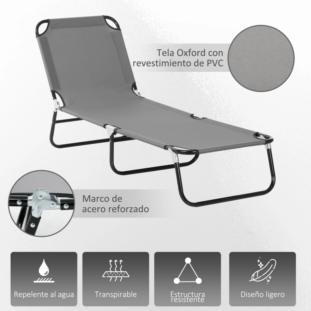 Poltrona Reclinabile Pieghevole per Esterno ¨C zephmum ¨C Grigio 188x56x28