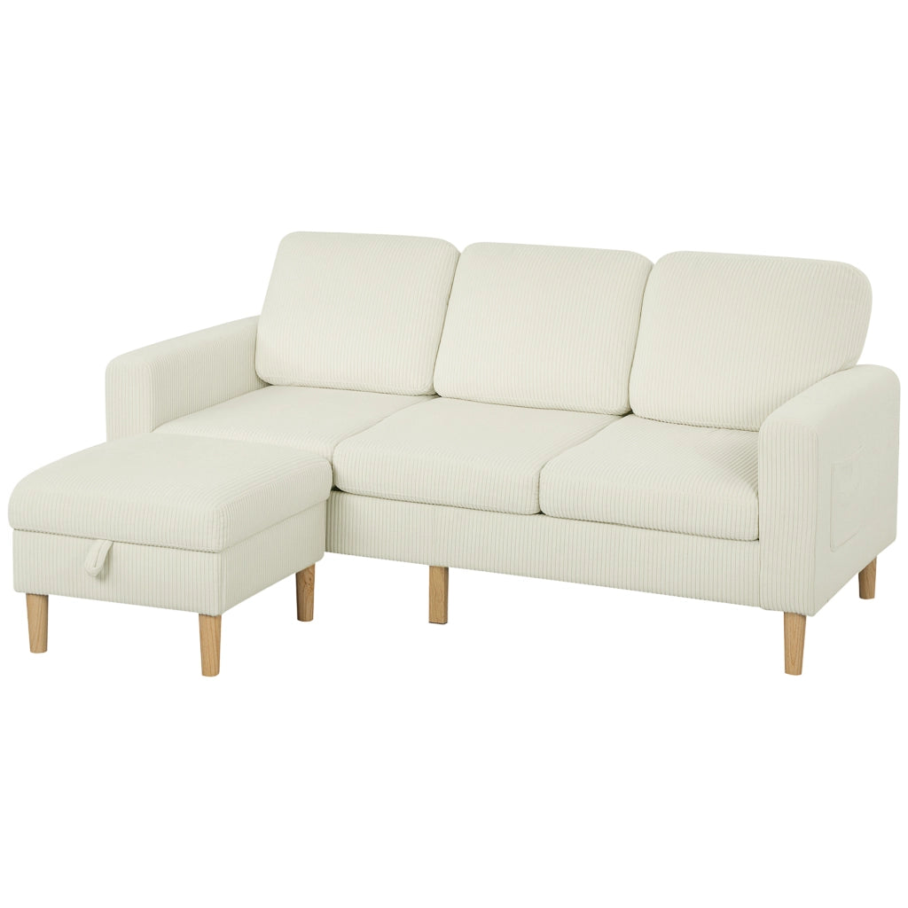 Divano 3 posti con poggiapiedi ¨C zephmum ¨C velluto beige 192x138x85