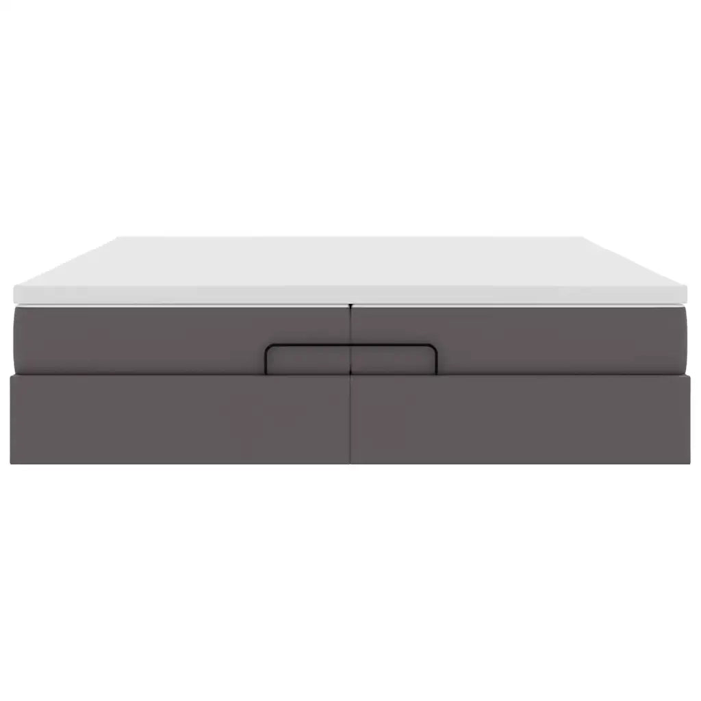 Struttura Letto Pouf con Materassi Grigio 200x200 cm Similpelle 3311059