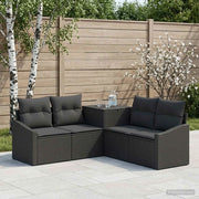 Set di divani 5 pz Nero Rattan sintetico e Acciaio 3447811