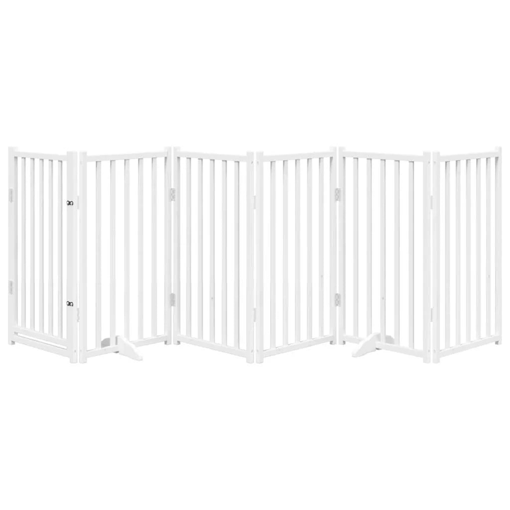 Cancelletto di sicurezza per cani con porta 6 pannelli legno massello di abete bianco 02_0023330