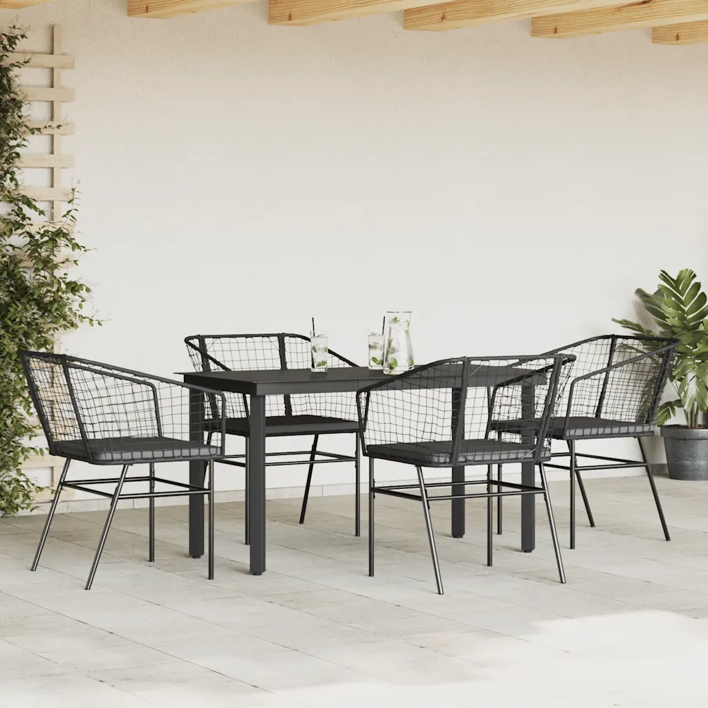 Set da Pranzo da Giardino con Cuscini 5 pz Polyrattan Vetro 3334599