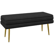 Divanetto con cassetti ¨C zephmum ¨C nero e dorato, velluto, 100x37.5x42 cm