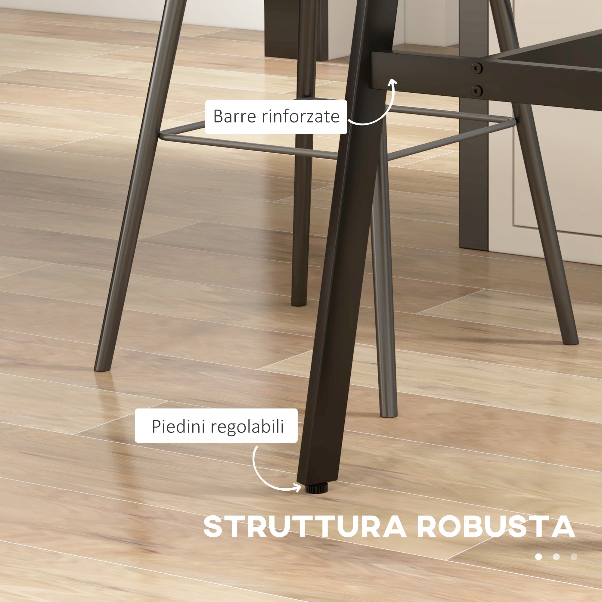 Tavolo Bar Rettangolare Alto 118x58x98 cm in MDF e Metallo Nero