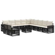 Set Divano da Giardino 12 pcs Nero e Bianco Crema polyrattan