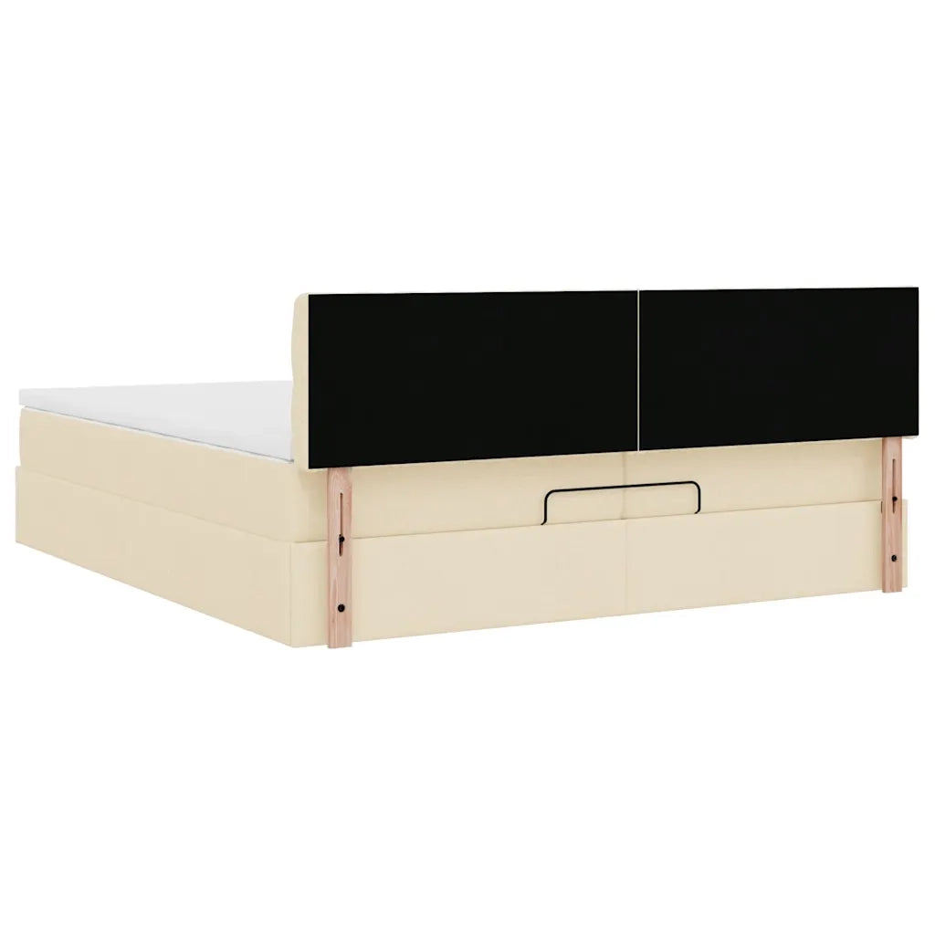 vidaXL Struttura Letto Pouf con Materassi Crema 200x200 cm in Tessuto