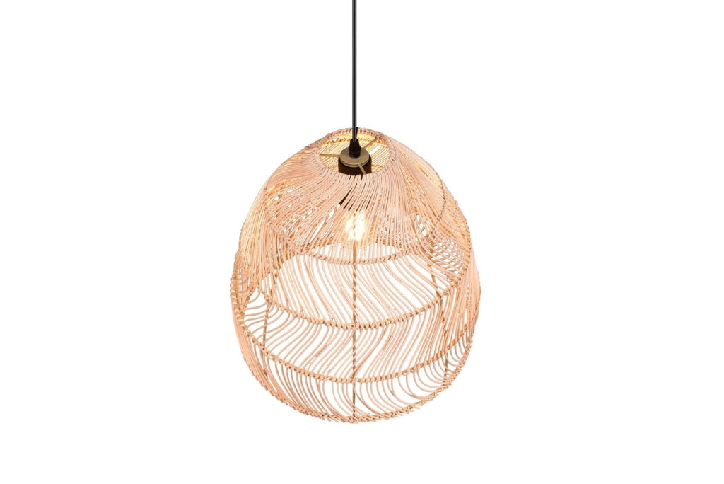 Lampada a sospensione RIKE rattan nero/marrone Ø35 E27