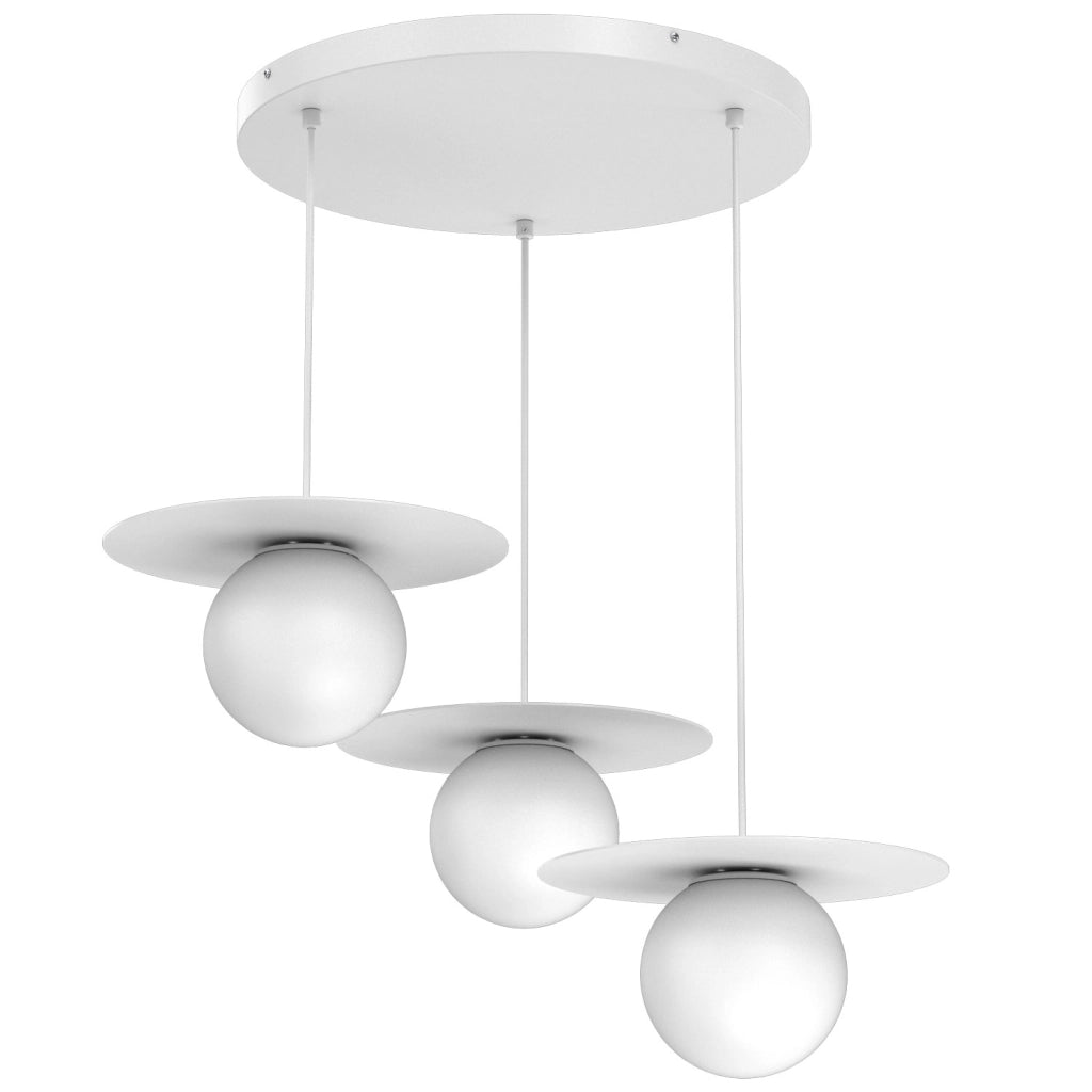 Lampada sospesa Flat 3xE27 bianca in acciaio Luminex