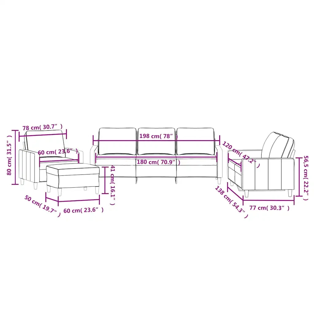 Set di Divani 4 pz con Cuscini Crema in Velluto