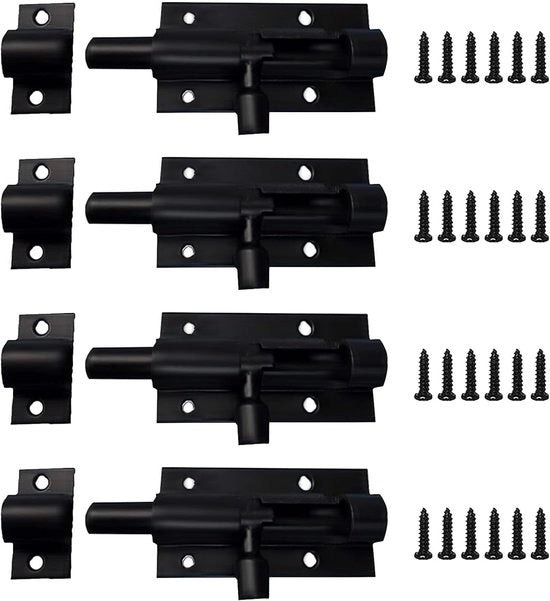 Girante per porte 2 pollici - Lega di alluminio - Girante a scorrimento - Nero - 4 pezzi - Resistente alla corrosione - Sistema di chiusura