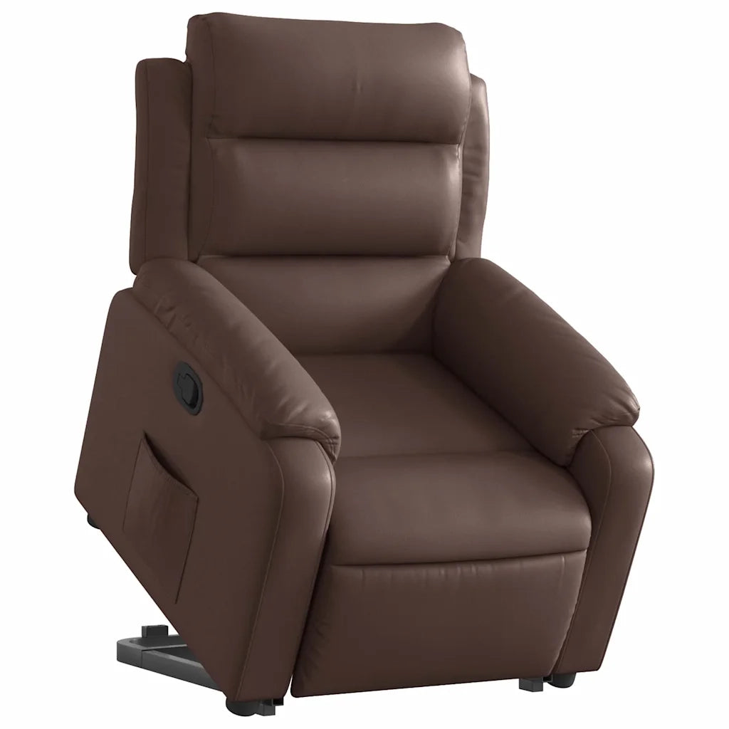 Poltrona Alzapersona Reclinabile Marrone in Similpelle 3205044