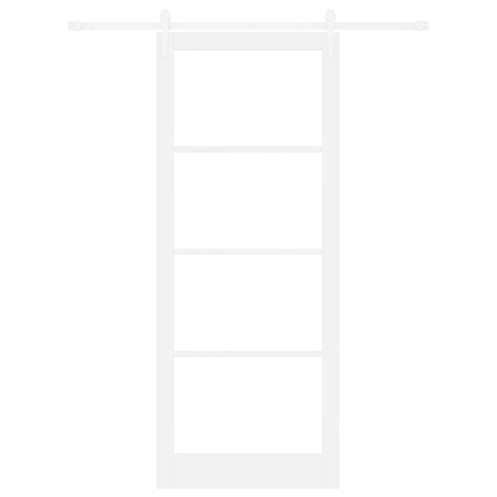 Porta Scorrevole  con Set Hardware Bianca 93x232 cm Legno Massello Pino