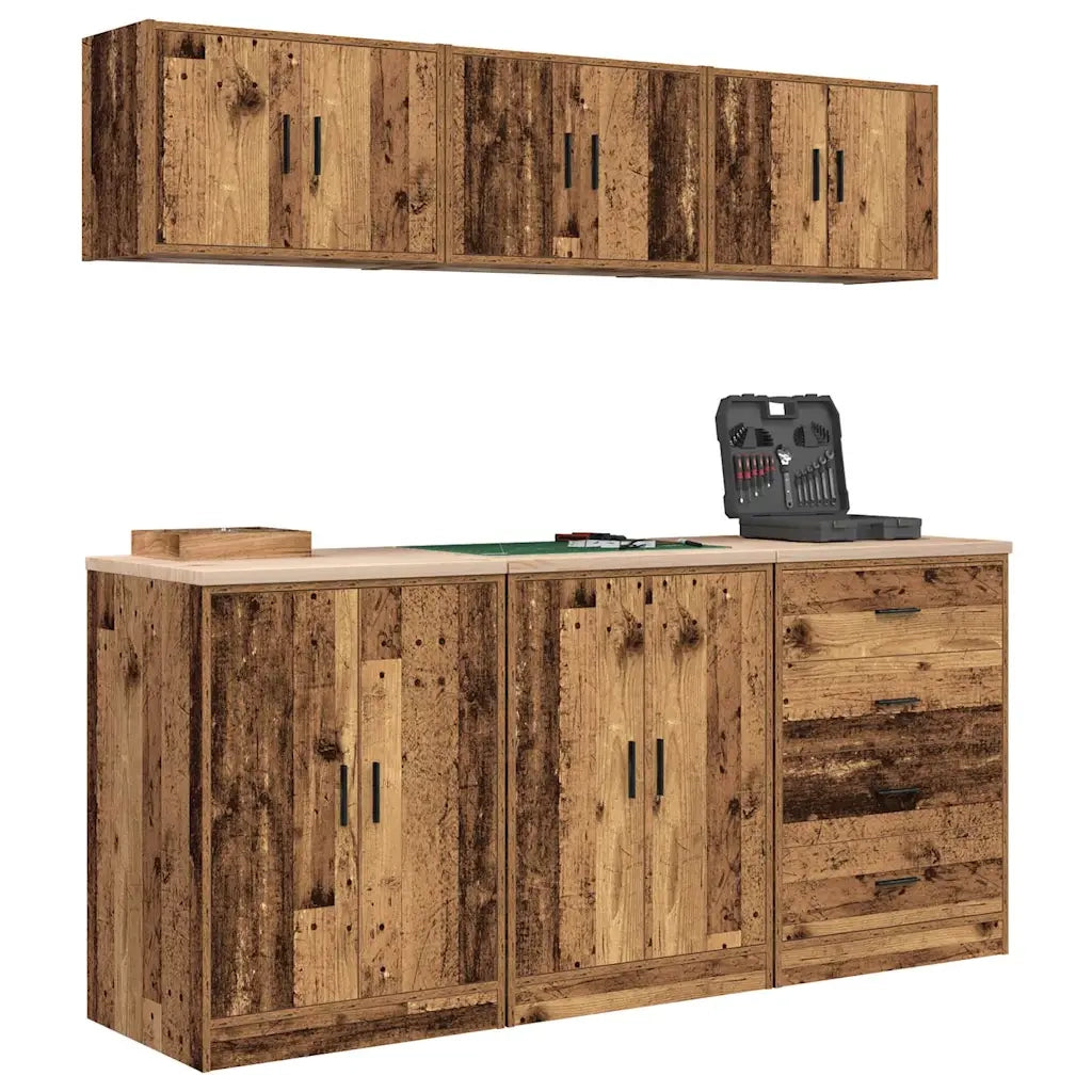 Armadi da Garage 6 pz Legno Antico in Legno Multistrato 3328348