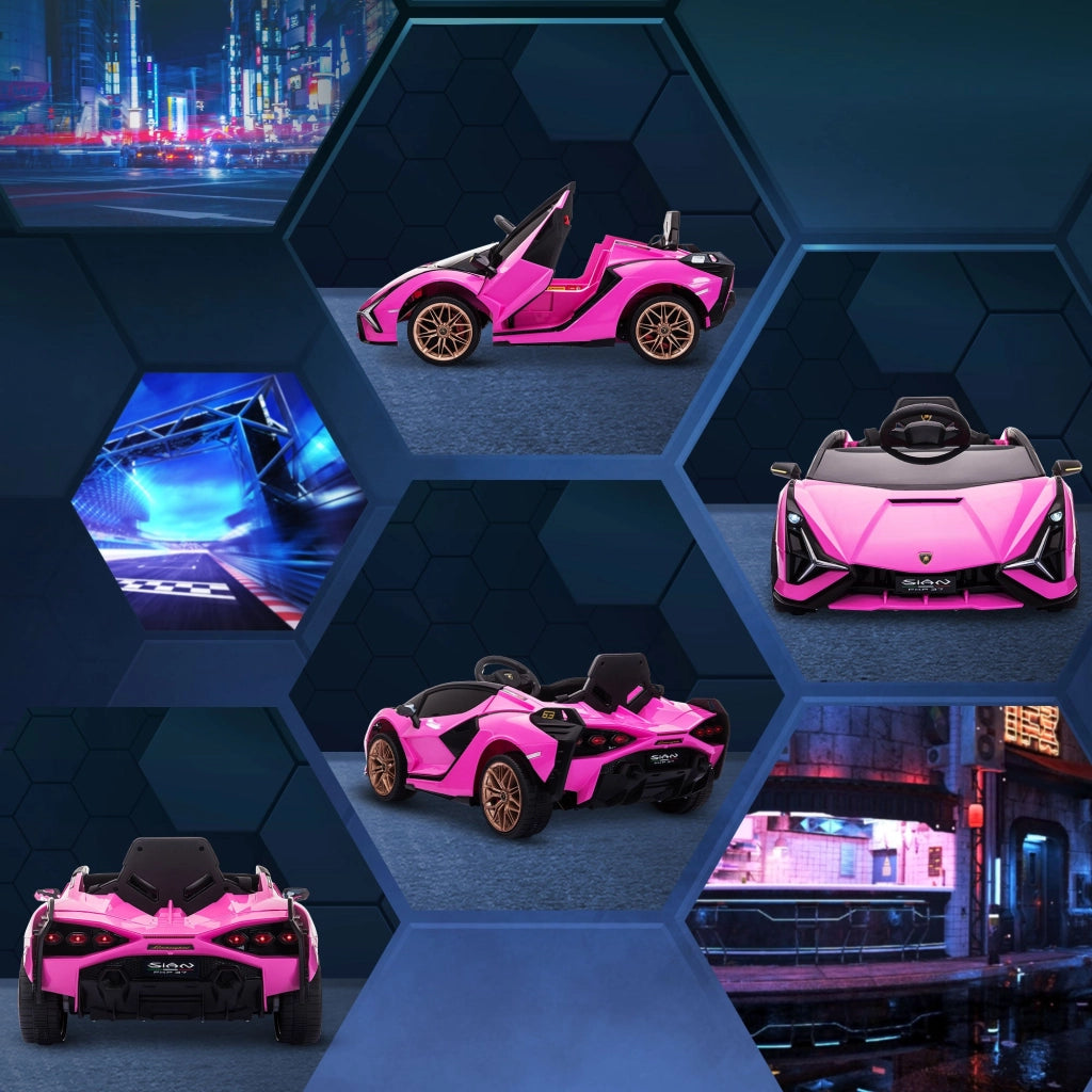 Macchina Elettrica per Bambini 12V con Licenza Lamborghini Sian FKP 37 Rosa