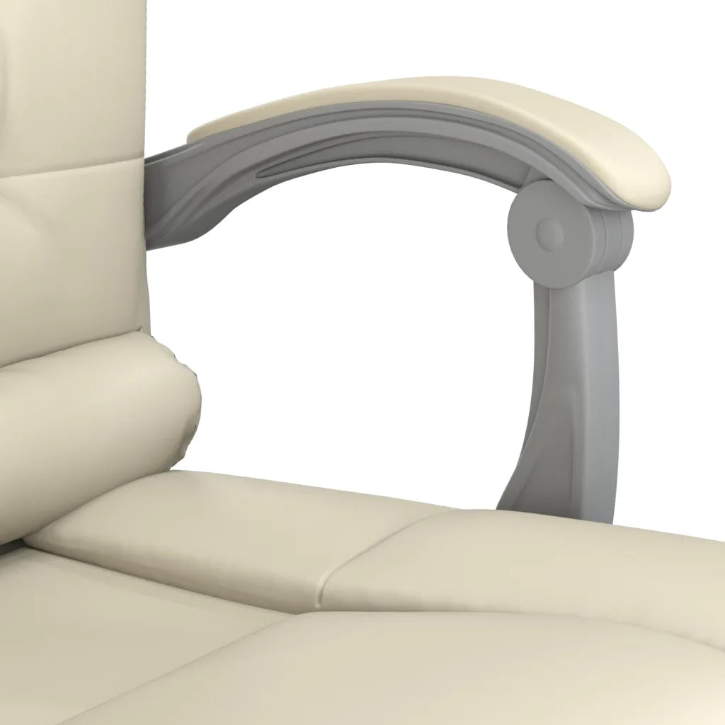 Poltrona da Ufficio Massaggiante | Sedia Relax Reclinabile Crema Similpelle