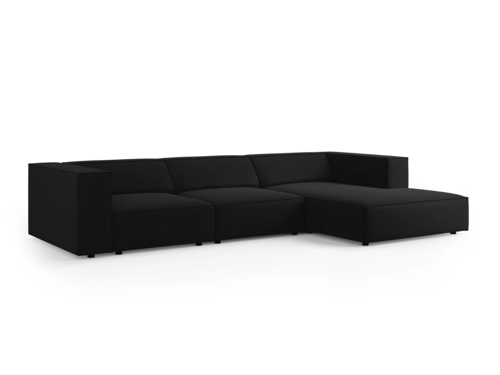 Cosmopolitan Design - Divano angolare destro "Arendal" 4 posti in velluto nero 