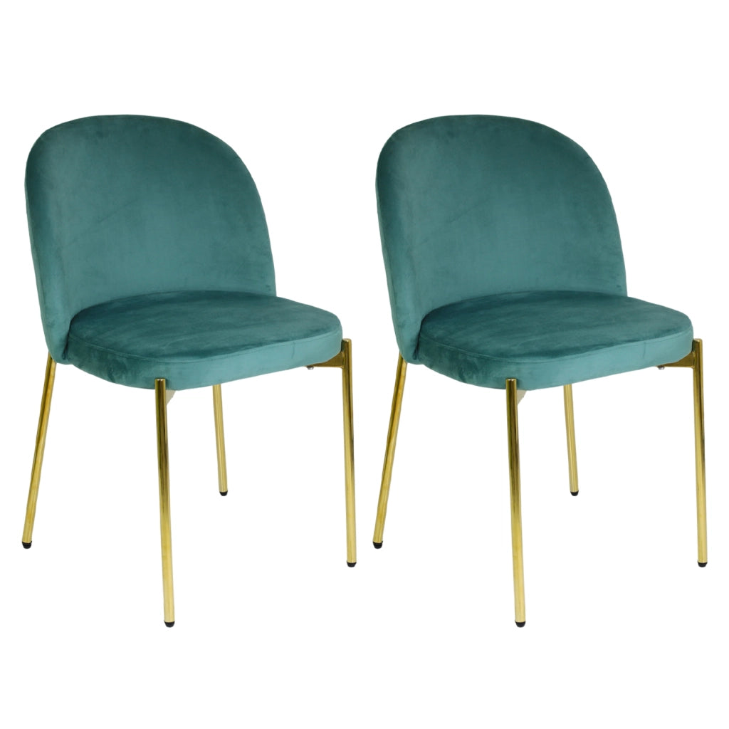 Sedia in Velluto con Gambe Oro Chiara Sedie in Metallo Dorato Poltroncina con Seduta Im 2 SEDIE CHIARA VERDE ACQUA / ORO