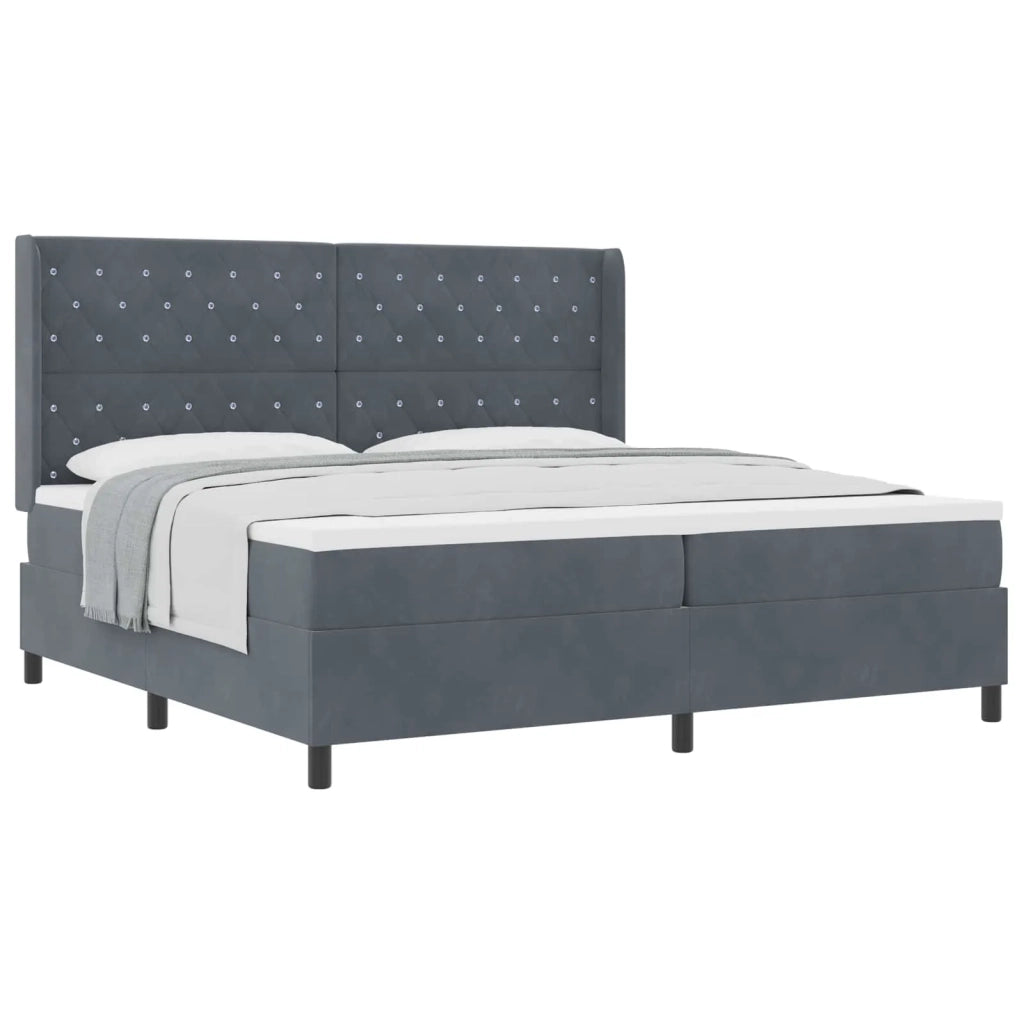 Letto a molle con materasso Grigio scuro 200 x 200 cm Velluto 3341973