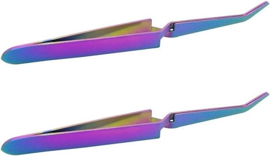 Set a doppio di Pincette Precisione con Punta Curva e Capocchietti in Gomma - Ideale per Saldare - Alta Qualità Acciaio Inossidabile