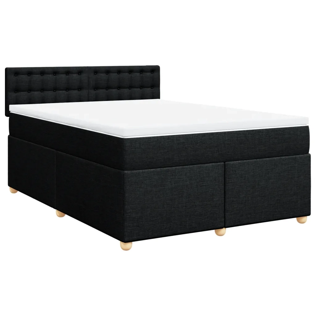 Giroletto a Molle con Materasso Nero 140x200 cm in Tessuto