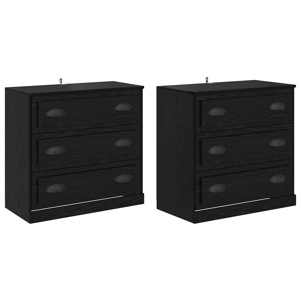 Credenza | Sideboards con cassetto 2 pcs Rovere Nero 70 x 35,5 x 67,5 cm